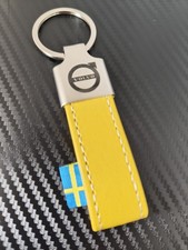 Volvo yellow leather keyring - yellow,