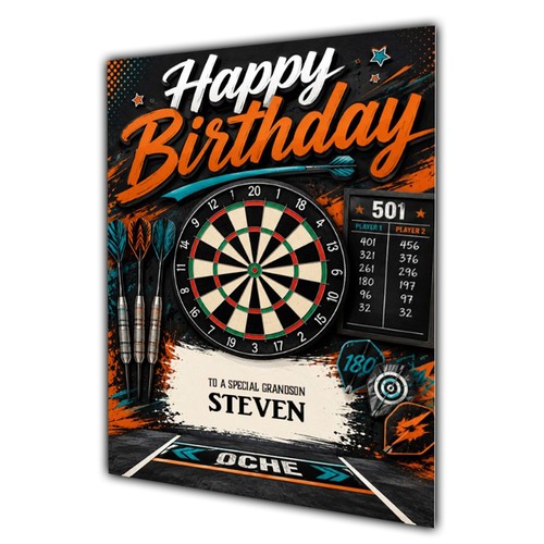 Darts birthday card men - card,