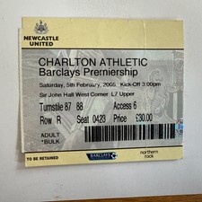 NEWCASTLE UNITED V CHARLTON MATCH TICKET 2004/05 SEASON