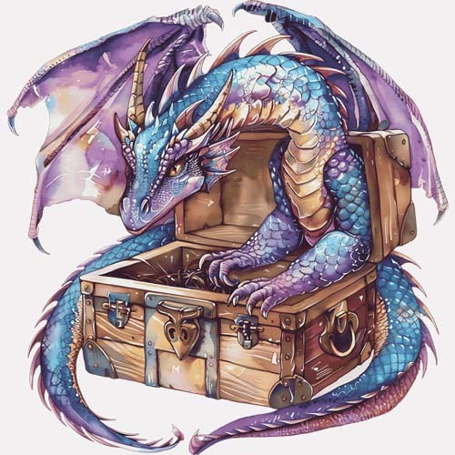 Cute magical dragon wall - dragon, art