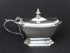 Antique Solid Silver & Blue Glass Lined Mustard Pot ~  Henry Matthews ~ BHM 1912
