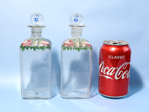 Pair antique glass decanters - antique,