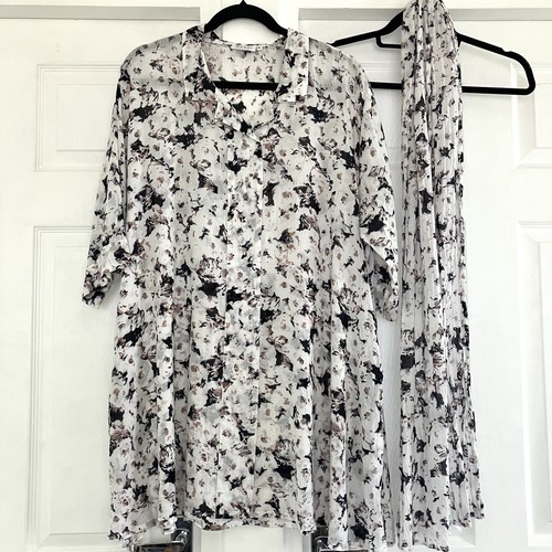 Masai tunic with scarf - scarf, white