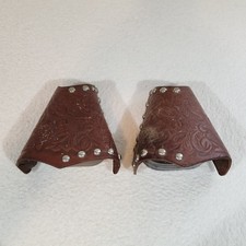 Vintage Leather Covered Stirrups Brown Cowboy Western Decore