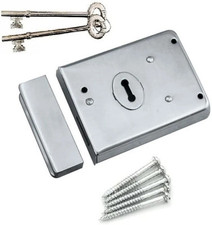 Merriway BH07756 Rim Deadlock Dead Lock, Polished Chrome, Silver