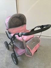 Pink Silver Cross Dolls Ranger Pram / Pushchair Stroller / with Changing Bag