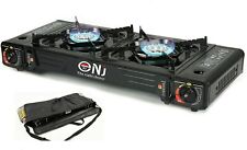 NJ DS-22 Camping Gas Stove 2 Burner Portable Cooker Outdoor Butane BBQ Carry Bag