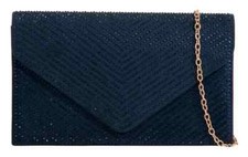 Women Suede Diamante Clutch