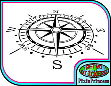 Compass Rose G Wall Poster Art Vinyl Sticker Bathroom Boat Car Nautical Shower
