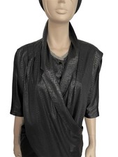 Vintage 1980s Black Faux Crocodile Skin Power Dress. Disco. Wall Street Sz 12 14
