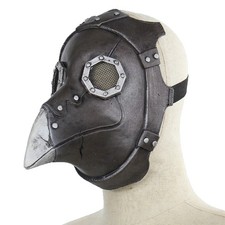 Halloween Cosplay Adult Black Robe Mask Hooded Cloak Plague Doctor Costume Set