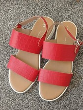 Tu Red Leather Sandals Size 7