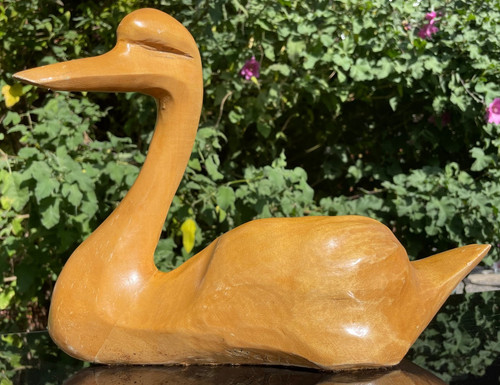 Vintage hand carved swan - carved, duck
