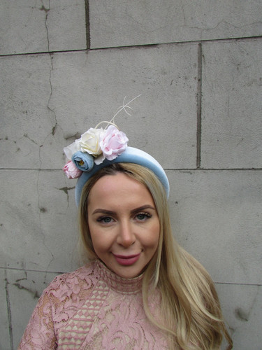 Light blue blush pink cream - blue,