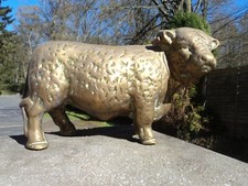 VINTAGE LARGE V.HEAVY SOLID BRONZE/BRASS HEREFORD BULL - BUTCHER'S SHOP DISPLAY.