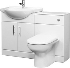 Vanity Unit Basin Sink Toilet WC Bathroom Furniture Storage 1048mm Gloss White