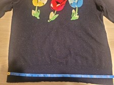 Ladies Blue Round Neck 3/4 length Sleeves Jumper 100% Wool Cath Kidston