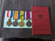 WW1 1914 Mons Star MID Trio & LSGC Medal T/25670 CSM Alfred Shatford ASC