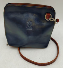 Vintage Vera Pelle Italian Leather Crossbody Bag In Navy Blue Detachable Strap