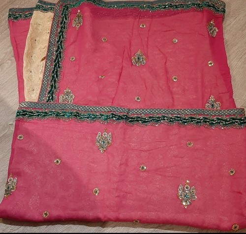 Pink cream sequined saree no - pink, &