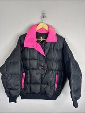 Vintage Kelsey Trail Women’s L Ski Puffer Jacket Black Pink 80s 90s Down