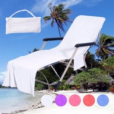 Sun Lounger Beach Towel Absorbent Garden Lounge Chair Cover with Pockets