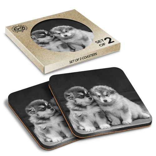 Boxed square coasters bw - boxed,