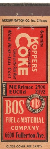 Vintage matchcover koppers - matchcover,