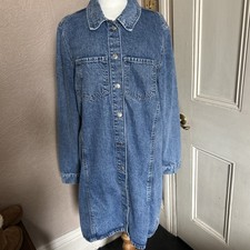 Primark Denim Dress Size 18 Stud Button Fasten to Front Long Sleeve New No Tags