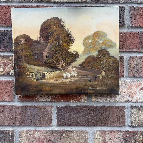 Oil board countryside - oil, on