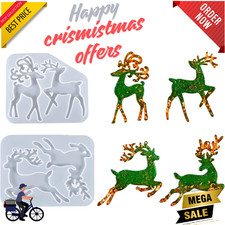 Christmas Mold, 2pcs Elk Shaped Christmas Resin Moulds Silicone Moulds for UK