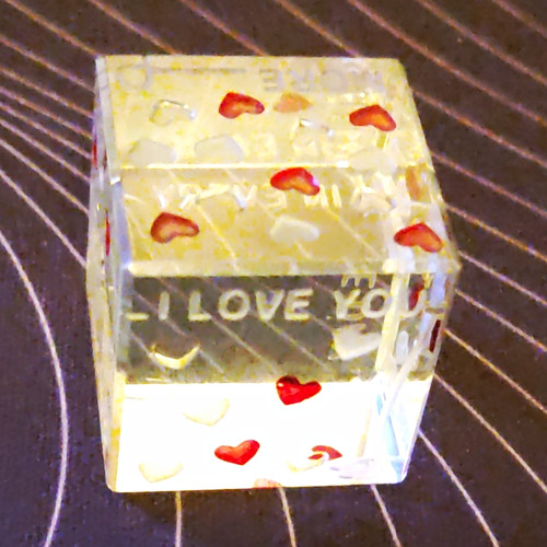 Clear glass cube - cube, paperweight