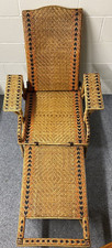 Victorian Bamboo Reclining Armchair & Pull Out Footstool Colonial Deck Steamer