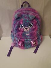 Smiggle Fluffy Animal Bag Face Multi Coloured Cat Face Purple & Blue
