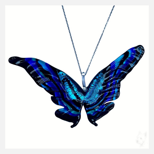 Art glass butterfly pendant - art,