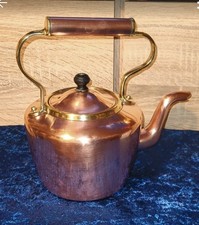 Antique Copper & Brass Kettle 22cm Tall with brass Handle  