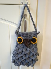 Owl Purse/Bag. Handmade. Grey. Crocheted.