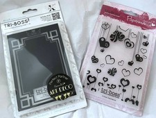 DoCrafts TRI-BOSS Embossing Folder craft- HEART ATTACK or ART DECO **BRAND NEW**