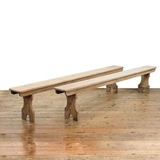 Pair of Long Pine School Benches (M-6042)