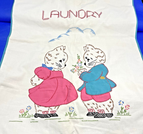 Vtg laundry bag embroidered - laundry,