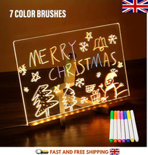 LED Luminous Message Note Board with Colors, Acrylic Dry Erase Board & 7 Pens UK