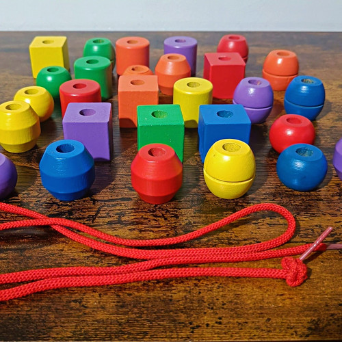 Wooden lacing beads - lacing,