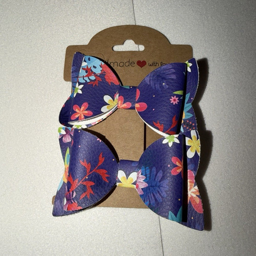 Blue multicolour floral bow - multicolour,