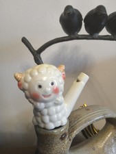 Ceramic Pottery Children's Whistle in shape of a Lamb/ Sheep.Toy/ Collectable. 