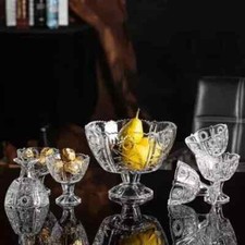 7Pcs Glass Bowl Set Footed Bowls Fruit Triffle Salad Trifle Dessert Ice Cream
