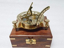 Nautical 3" Brass compass sundial maritime nautical vintage antique nautical