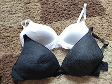 PAIR OF NON-WIRED SOFT MOULDED CUP BRAS - M&S & JOHN LEWIS - SIZE 32D
