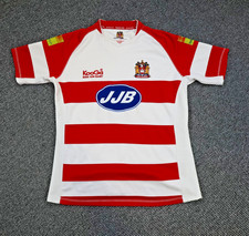Wigan Warriors Rugby Shirt Large Red Striped Jersey 2013 2014 Kooga Jersey 44"