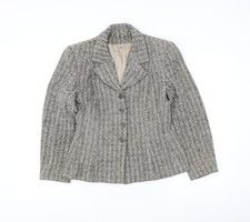 Principles Women’s Grey Petite Wool Blend Bouclé Blazer Jacket Size 14