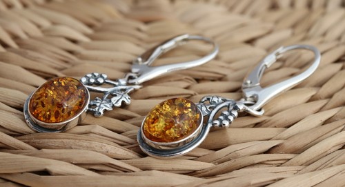 Cognac baltic amber - cognac, 925